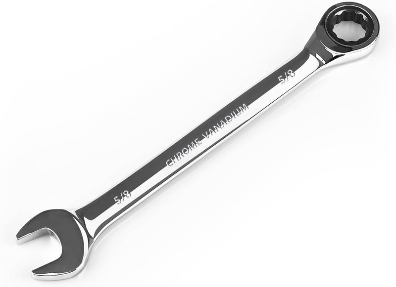 Egofine 5/8 inch Ratcheting Combination Wrench SAE, Industrial Grade Gear Spanner with 12-Point Design, 72-Tooth Ratchet, Chrome Vanadium Steel - Image 1